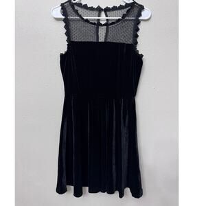 Fairy Goth Lace Mesh Velvet Dress Sz M Sleeveless Whimsigoth Glam NYE Coquette
